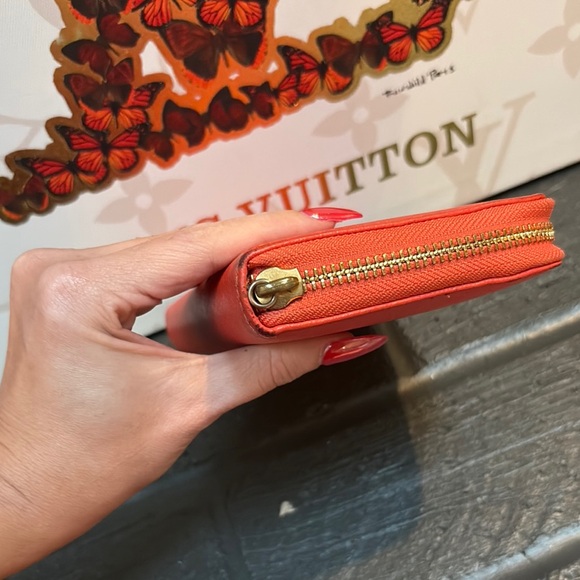 Tory Burch Wallet Robinson Zip Continental Leather Zip Blood Orange - Picture 4 of 7